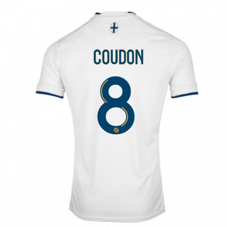 Kandiny Lapset Marine Coudon #8 Valkoinen Safiiri Kotipaita 2022/23 Lyhythihainen Paita T-paita