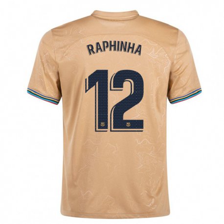 Kandiny Lapset Raphinha #12 Kulta Vieraspaita 2022/23 Lyhythihainen Paita T-paita
