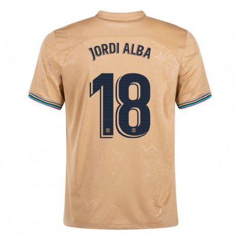 Kandiny Lapset Jordi Alba #18 Kulta Vieraspaita 2022/23 Lyhythihainen Paita T-paita