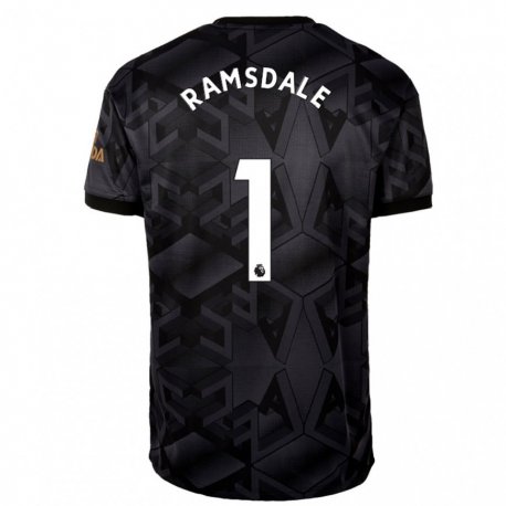 Kandiny Lapset Aaron Ramsdale #1 Musta Harmaa Vieraspaita 2022/23 Lyhythihainen Paita T-paita