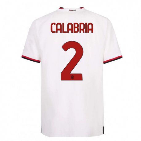 Kandiny Lapset Davide Calabria #2 Valkoinen Punainen Vieraspaita 2022/23 Lyhythihainen Paita T-paita