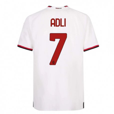 Kandiny Lapset Yacine Adli #7 Valkoinen Punainen Vieraspaita 2022/23 Lyhythihainen Paita T-paita