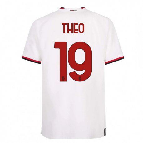 Kandiny Lapset Theo Hernandez #19 Valkoinen Punainen Vieraspaita 2022/23 Lyhythihainen Paita T-paita