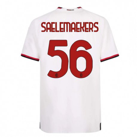 Kandiny Lapset Alexis Saelemaekers #56 Valkoinen Punainen Vieraspaita 2022/23 Lyhythihainen Paita T-paita