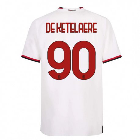 Kandiny Lapset Charles De Ketelaere #90 Valkoinen Punainen Vieraspaita 2022/23 Lyhythihainen Paita T-paita