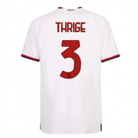 Kandiny Lapset Sara Thrige #3 Valkoinen Punainen Vieraspaita 2022/23 Lyhythihainen Paita T-paita