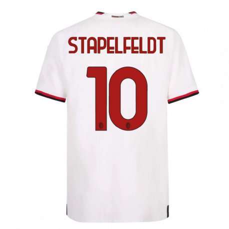 Kandiny Lapset Nina Stapelfeldt #10 Valkoinen Punainen Vieraspaita 2022/23 Lyhythihainen Paita T-paita