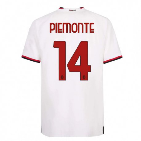Kandiny Lapset Martina Piemonte #14 Valkoinen Punainen Vieraspaita 2022/23 Lyhythihainen Paita T-paita