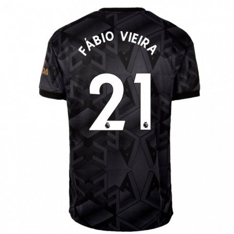Kandiny Lapset Fabio Vieira #21 Musta Harmaa Vieraspaita 2022/23 Lyhythihainen Paita T-paita