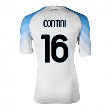 Kandiny Lapset Nikita Contini #16 Valkoinen Taivas Sininen Vieraspaita 2022/23 Lyhythihainen Paita T-paita
