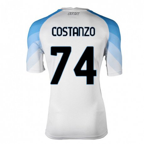 Kandiny Lapset Davide Costanzo #74 Valkoinen Taivas Sininen Vieraspaita 2022/23 Lyhythihainen Paita T-paita