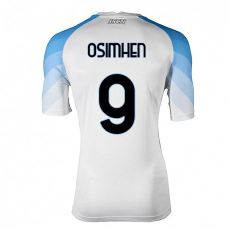 Kandiny Lapset Victor Osimhen #9 Valkoinen Taivas Sininen Vieraspaita 2022/23 Lyhythihainen Paita T-paita