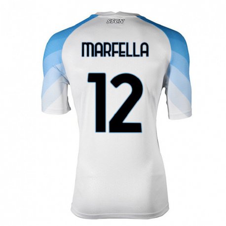 Kandiny Lapset Davide Marfella #12 Valkoinen Taivas Sininen Vieraspaita 2022/23 Lyhythihainen Paita T-paita