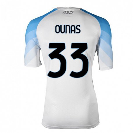 Kandiny Lapset Adam Ounas #33 Valkoinen Taivas Sininen Vieraspaita 2022/23 Lyhythihainen Paita T-paita