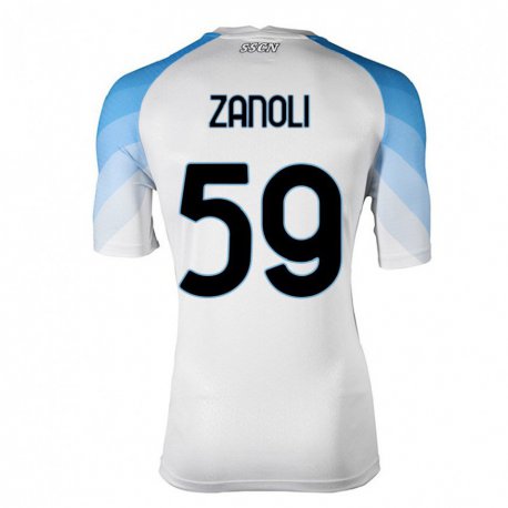 Kandiny Lapset Alessandro Zanoli #59 Valkoinen Taivas Sininen Vieraspaita 2022/23 Lyhythihainen Paita T-paita