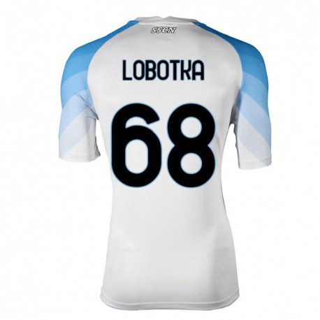 Kandiny Lapset Stanislav Lobotka #68 Valkoinen Taivas Sininen Vieraspaita 2022/23 Lyhythihainen Paita T-paita
