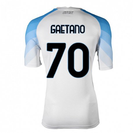 Kandiny Lapset Gianluca Gaetano #70 Valkoinen Taivas Sininen Vieraspaita 2022/23 Lyhythihainen Paita T-paita