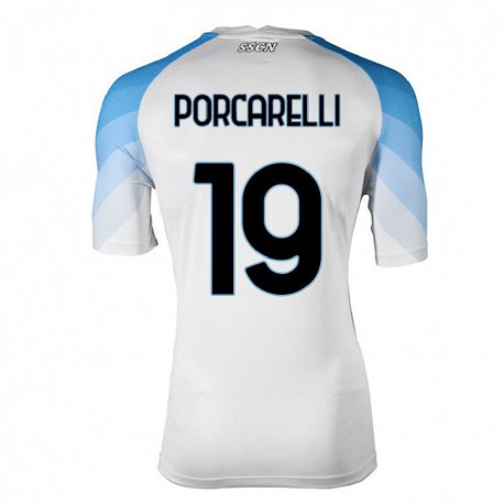 Kandiny Lapset Maddelena Porcarelli #19 Valkoinen Taivas Sininen Vieraspaita 2022/23 Lyhythihainen Paita T-paita