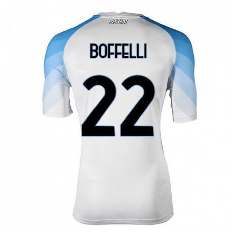 Kandiny Lapset Valerio Boffelli #22 Valkoinen Taivas Sininen Vieraspaita 2022/23 Lyhythihainen Paita T-paita