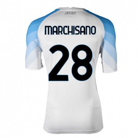 Kandiny Lapset Matteo Marchisano #28 Valkoinen Taivas Sininen Vieraspaita 2022/23 Lyhythihainen Paita T-paita