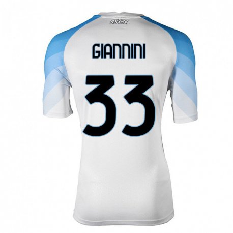 Kandiny Lapset Enrico Giannini #33 Valkoinen Taivas Sininen Vieraspaita 2022/23 Lyhythihainen Paita T-paita