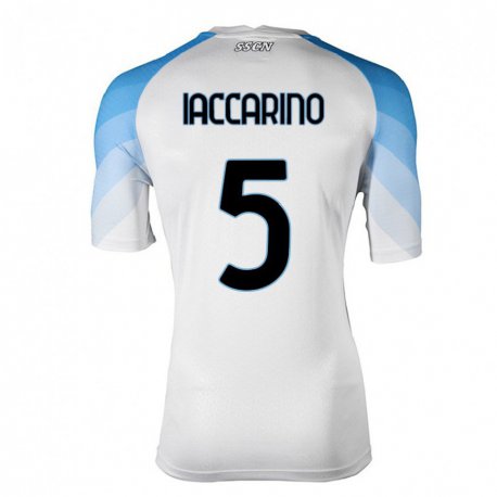 Kandiny Lapset Gennaro Iaccarino #5 Valkoinen Taivas Sininen Vieraspaita 2022/23 Lyhythihainen Paita T-paita