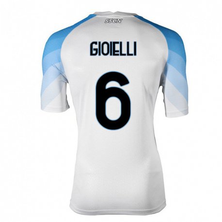 Kandiny Lapset Francesco Pio Gioielli #6 Valkoinen Taivas Sininen Vieraspaita 2022/23 Lyhythihainen Paita T-paita