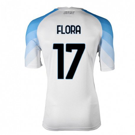 Kandiny Lapset Massimiliano Flora #17 Valkoinen Taivas Sininen Vieraspaita 2022/23 Lyhythihainen Paita T-paita