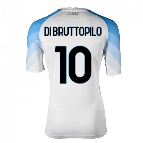 Kandiny Lapset Giuseppe Ambrosino di Bruttopilo #10 Valkoinen Taivas Sininen Vieraspaita 2022/23 Lyhythihainen Paita T-paita