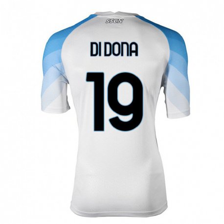 Kandiny Lapset Domenico Di Dona #19 Valkoinen Taivas Sininen Vieraspaita 2022/23 Lyhythihainen Paita T-paita