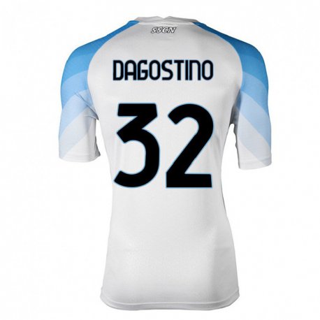 Kandiny Lapset Giuseppe DAgostino #32 Valkoinen Taivas Sininen Vieraspaita 2022/23 Lyhythihainen Paita T-paita