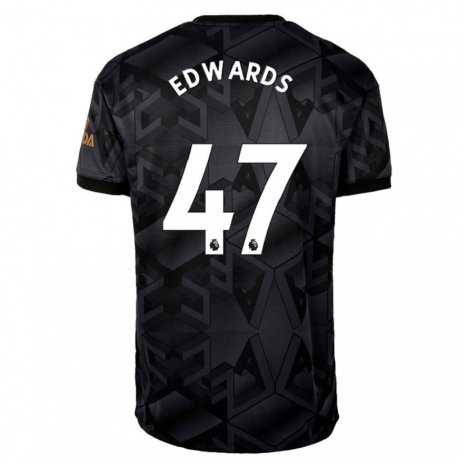 Kandiny Lapset Khayon Edwards #47 Musta Harmaa Vieraspaita 2022/23 Lyhythihainen Paita T-paita