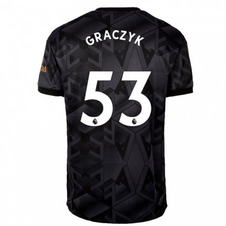 Kandiny Lapset Hubert Graczyk #53 Musta Harmaa Vieraspaita 2022/23 Lyhythihainen Paita T-paita