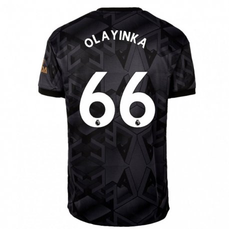 Kandiny Lapset James Olayinka #66 Musta Harmaa Vieraspaita 2022/23 Lyhythihainen Paita T-paita