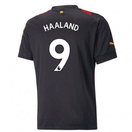 Kandiny Lapset Erling Haaland #9 Musta Punainen Vieraspaita 2022/23 Lyhythihainen Paita T-paita