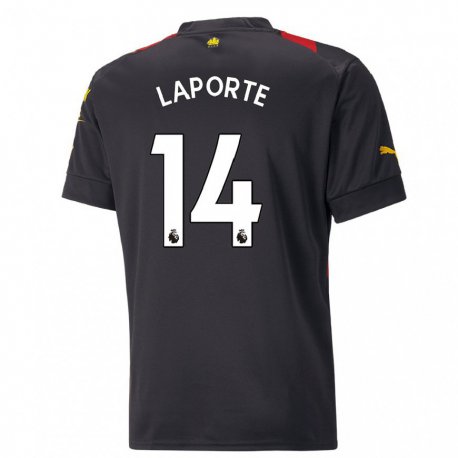 Kandiny Lapset Aymeric Laporte #14 Musta Punainen Vieraspaita 2022/23 Lyhythihainen Paita T-paita