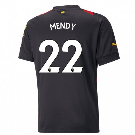 Kandiny Lapset Benjamin Mendy #22 Musta Punainen Vieraspaita 2022/23 Lyhythihainen Paita T-paita