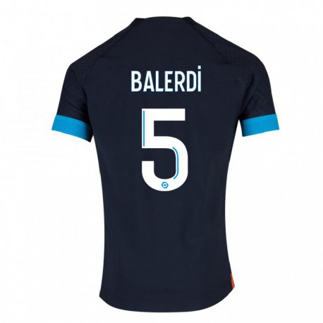 Kandiny Lapset Leonardo Balerdi #5 Musta Olympia Vieraspaita 2022/23 Lyhythihainen Paita T-paita