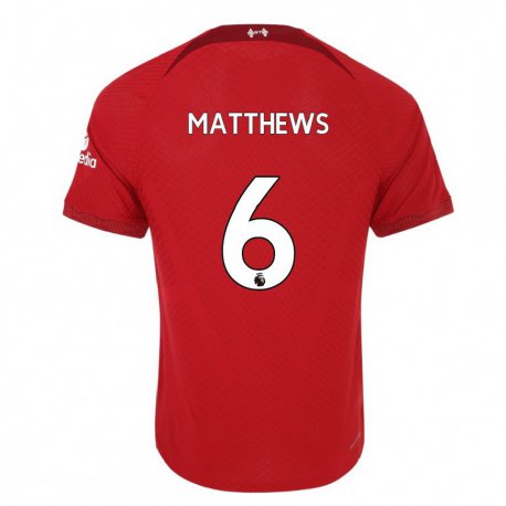 Kandiny Miesten Jasmine Matthews #6 Tummanpunainen Kotipaita 2022/23 Lyhythihainen Paita T-paita