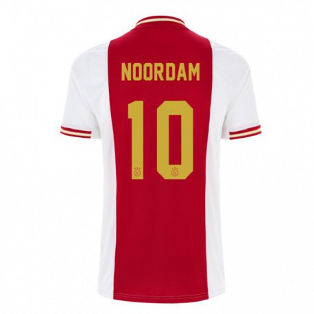 Kandiny Miesten Nadine Noordam #10 Tummanpunainen Valkoinen Kotipaita 2022/23 Lyhythihainen Paita T-paita