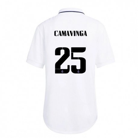 Kandiny Miesten Eduardo Camavinga #25 Valkoinen Violetti Kotipaita 2022/23 Lyhythihainen Paita T-paita
