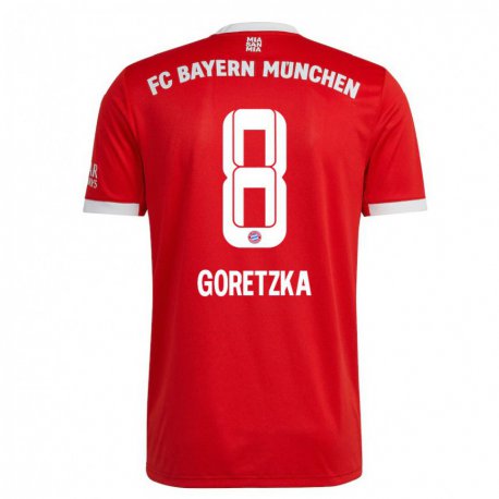Kandiny Miesten Leon Goretzka #8 Neon Punainen Valkoinen Kotipaita 2022/23 Lyhythihainen Paita T-paita