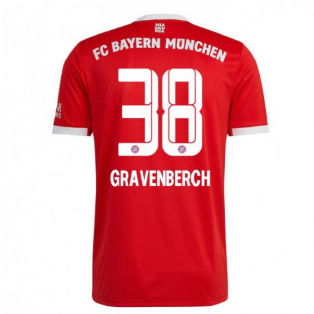 Kandiny Miesten Ryan Gravenberch #38 Neon Punainen Valkoinen Kotipaita 2022/23 Lyhythihainen Paita T-paita