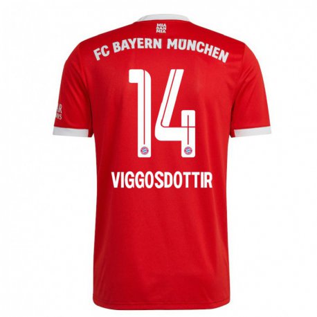 Kandiny Miesten Glodis Perla Viggosdottir #14 Neon Punainen Valkoinen Kotipaita 2022/23 Lyhythihainen Paita T-paita
