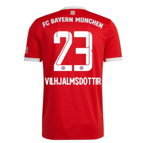 Kandiny Miesten Karolina Lea Vilhjalmsdottir #23 Neon Punainen Valkoinen Kotipaita 2022/23 Lyhythihainen Paita T-paita