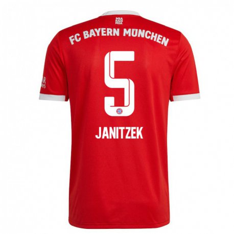 Kandiny Miesten Justin Janitzek #5 Neon Punainen Valkoinen Kotipaita 2022/23 Lyhythihainen Paita T-paita