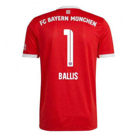 Kandiny Miesten Benjamin Ballis #1 Neon Punainen Valkoinen Kotipaita 2022/23 Lyhythihainen Paita T-paita
