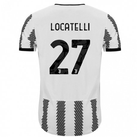 Kandiny Miesten Manuel Locatelli #27 Valkoinen Musta Kotipaita 2022/23 Lyhythihainen Paita T-paita