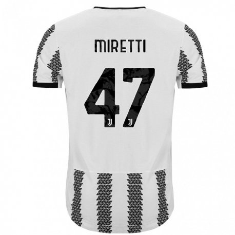 Kandiny Miesten Fabio Miretti #47 Valkoinen Musta Kotipaita 2022/23 Lyhythihainen Paita T-paita