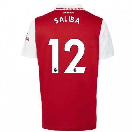 Kandiny Miesten William Saliba #12 Punainen Valkoinen Kotipaita 2022/23 Lyhythihainen Paita T-paita